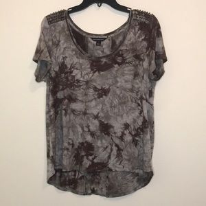 Rock and Republic Brown and Green Hi/Lo Cut Shirt